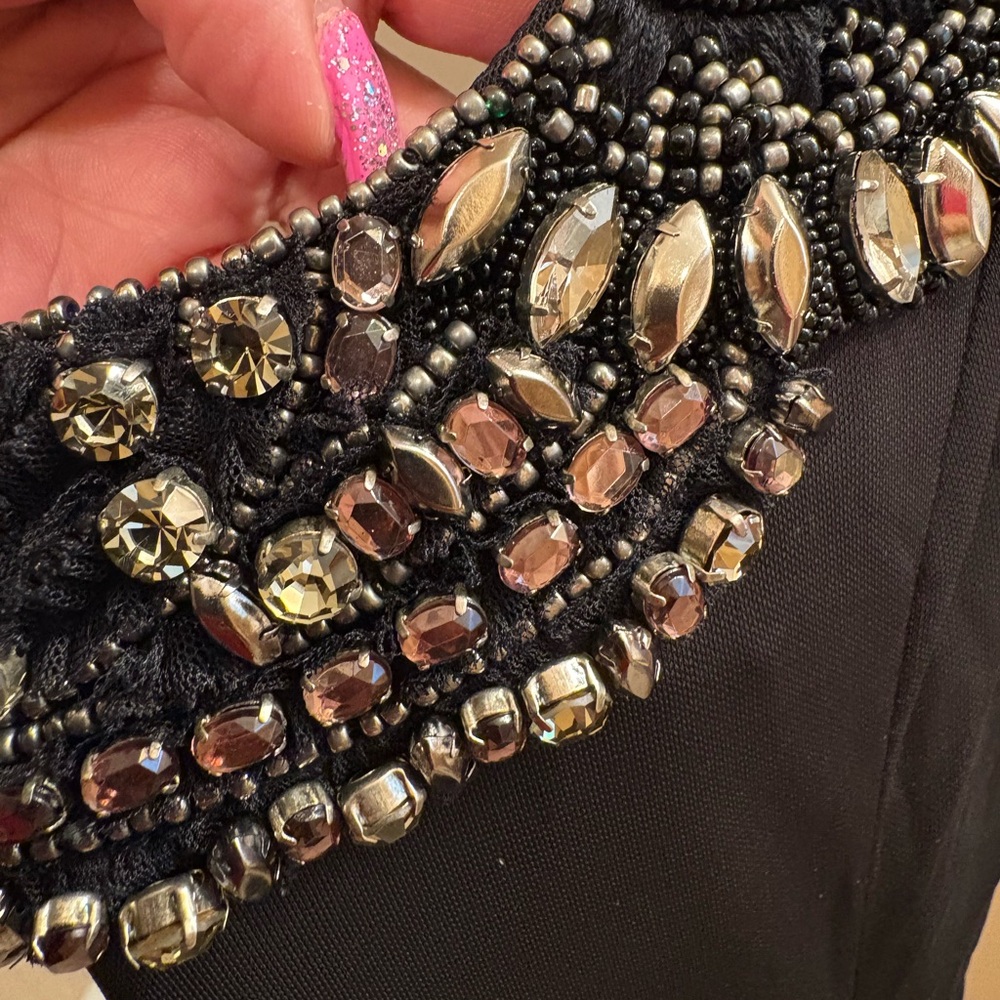 NWOT David Meister Black Embellished Maxi Dress Gown Women’s Size 8 - Picture 6 of 14